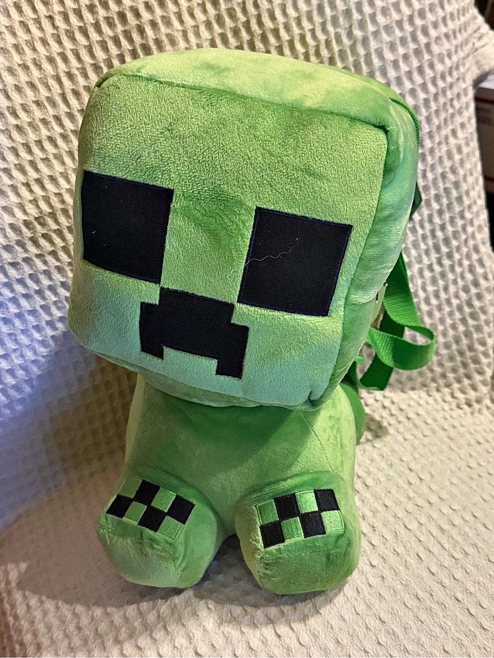 Minecraft Creeper Character Plush Backpack Green & Black